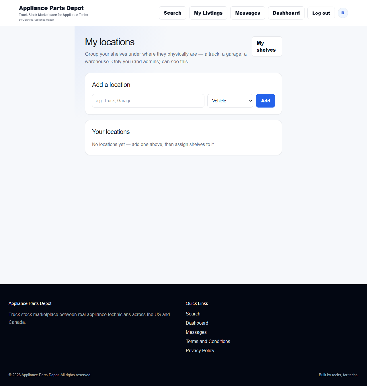 Locations page