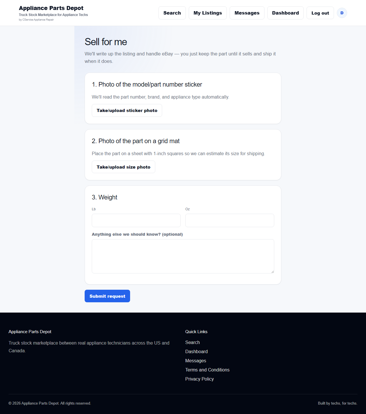 Sell for me intake form